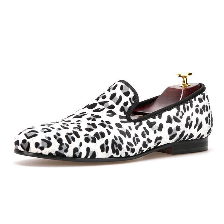 Smoking Slippers Mens Leopard Slippers Men's Slip On Black Velvet
