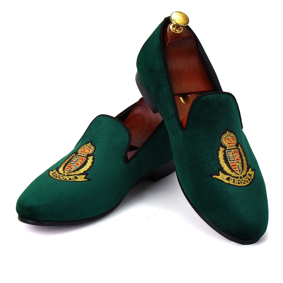 Harpelunde Men Moccasins Embroidered Velvet Loafers Smoking Slippers Size 10 Harpelunde-Men-Moccasins-Green  main image 2