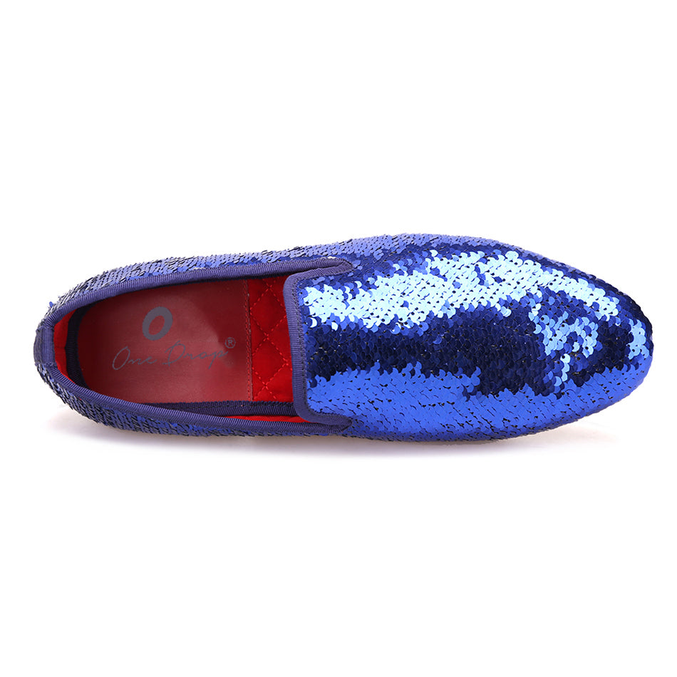 Loafers Royal Blue Sequin Shoes Spiked Loafers Blue Spike Dress