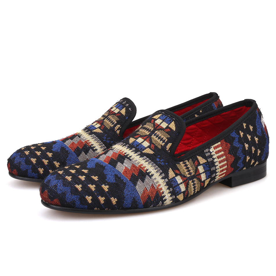 cotton dress shoes OneDrop Handmade Men Cotton Dress Shoes Multi Mixed Colors Knitted Party Wedding Prom Loafers Multi / 6.5