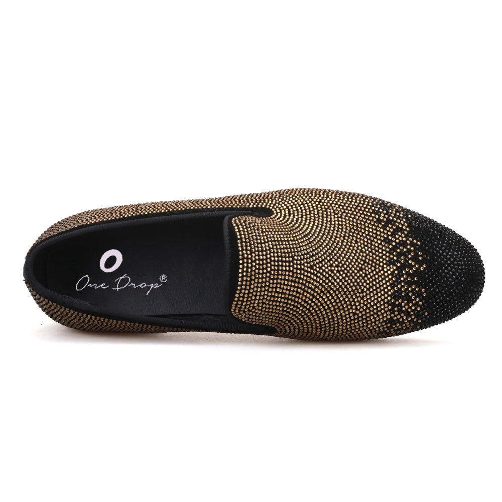 green emerald velvet dress Mens Abstract Black Gold Slip On Loafers Dress Shoes After Midnight 6828 S 9 main image 0