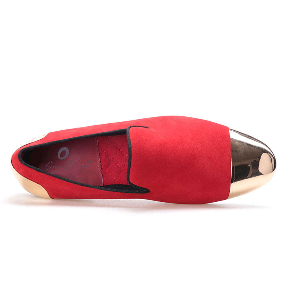 Mens Velvet Red Bottom Slip On Shoes – Oking Habib