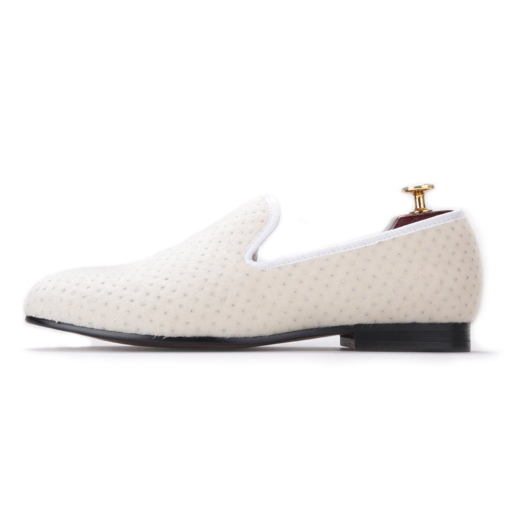 OneDrop Handmade Men Dress Shoes White Velvet Rhinestones Party Wedding Prom Loafers White / 9 OneDrop Handmade Men Dress Shoes White Velvet Rhinestones Party Wedding Prom Loafers White / 9