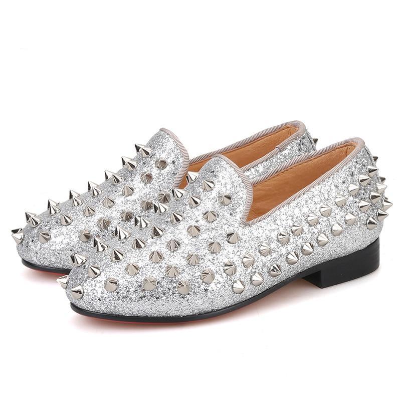 Kid OneDrop Children Spikes Handmade Party Wedding And Prom Loafers Gold / 7.5
