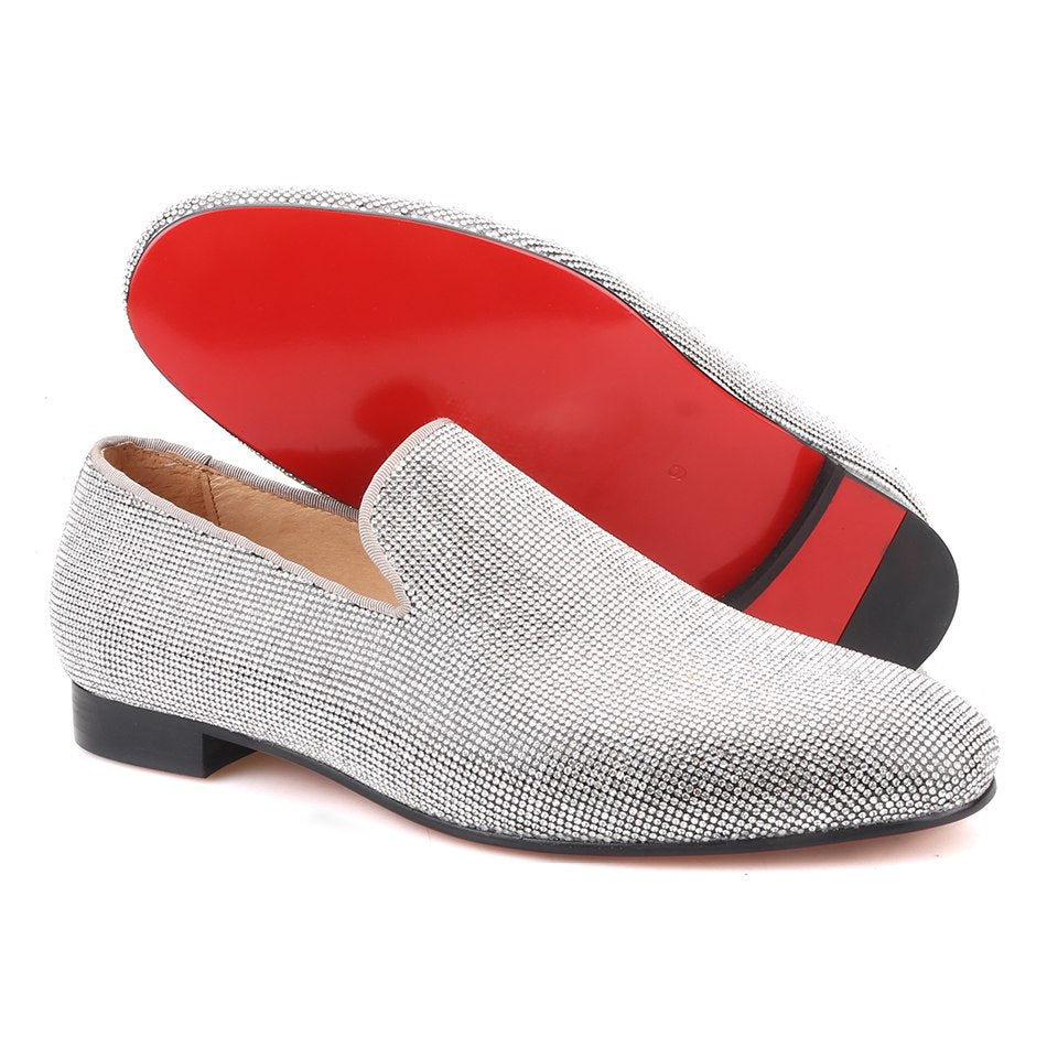 Heels Red Diamond Loafers Men OneDrop Handmade Sliver Diamond
