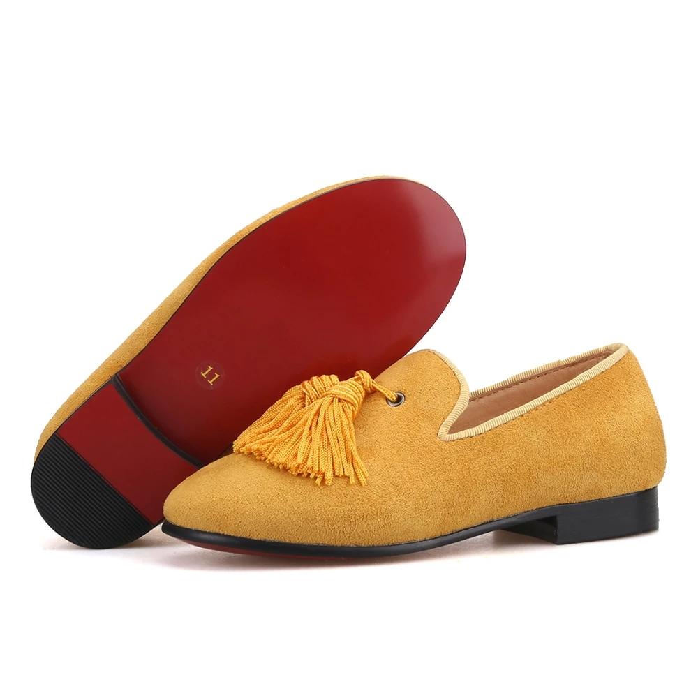 OneDrop Handmade Children Kid Dress Shoes Gold Cow Suede Tassel Party Wedding Prom Red Bottom Loafers Gold / 7 OneDrop Handmade Children Kid Dress Shoes Gold Cow Suede Tassel Party Wedding Prom Red Bottom Loafers Gold / 7
