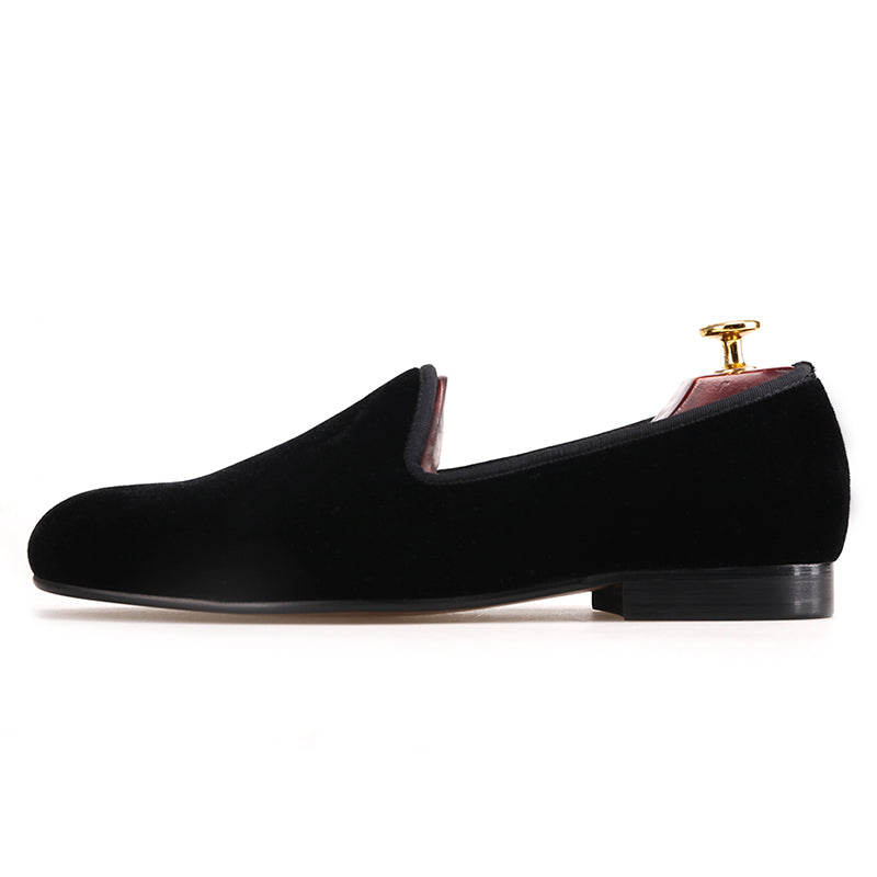 OneDrop Handmade Men Dress Shoes Velvet Wedding Party Prom Loafer Black / 7