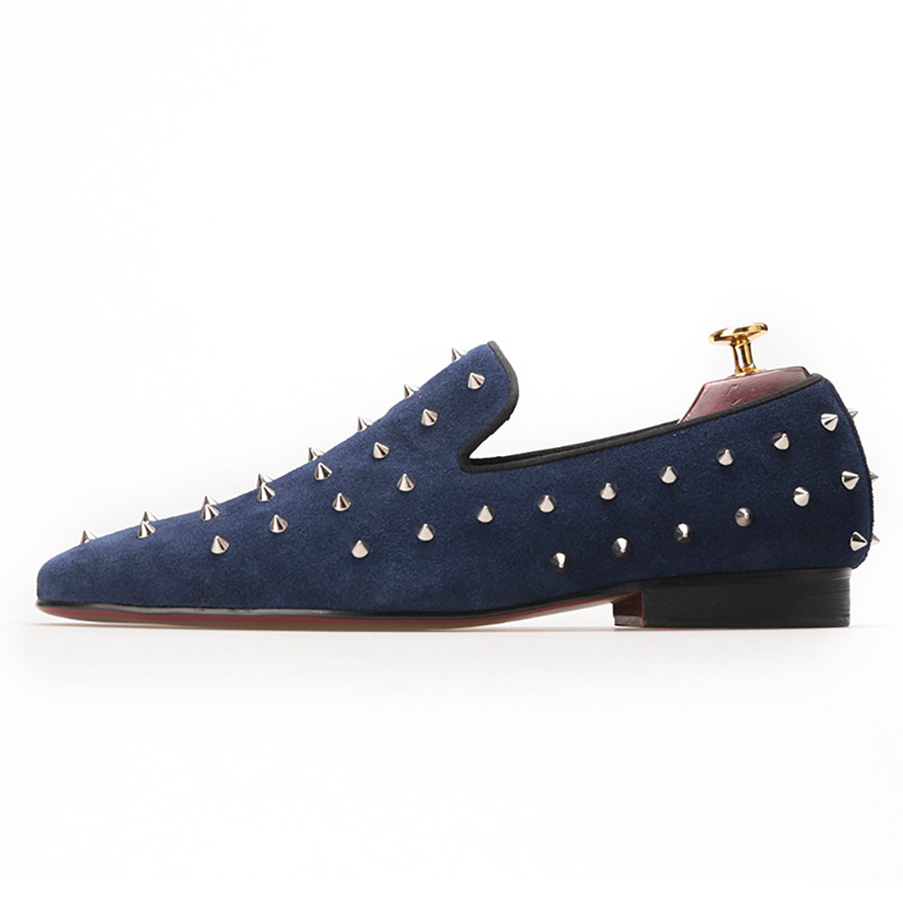 OneDrop Handmade Suede Men Dress Shoes Silver Rivet Wedding