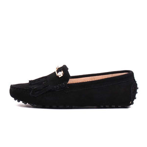 MIYAGINA Leather Women Comfortable Flats Loafers Driving Shoes