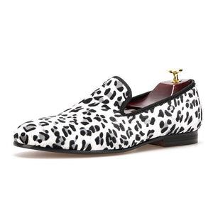 Men OneDrop Leopard Cotton Fabric Shoes Smoking Slippers Party