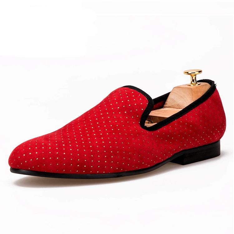 OneDrop Handmade Polka Dots Men Dress Shoes Party Wedding Prom Loafers Red / 15.5 OneDrop Handmade Polka Dots Men Dress Shoes Party Wedding Prom Loafers Red / 15.5