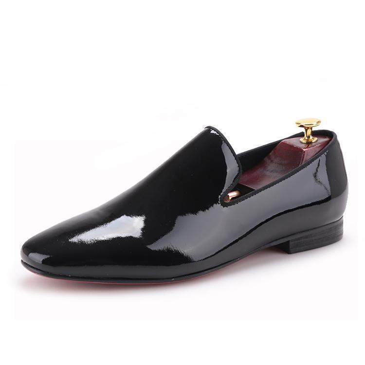 OneDrop Handmade Men Black Patent Leather Party Wedding Prom Banquet Loafers