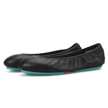 OneDrop Handmade Black And Apricot Cow Leather Women Loafers Foldable Ballet Leather Outsole Breathable Cowhide Lining