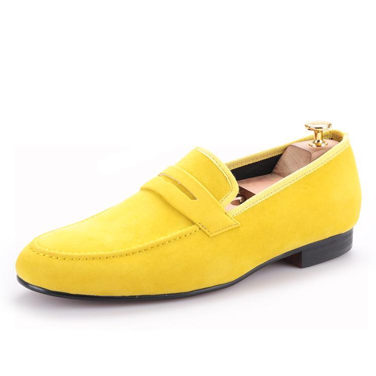 OneDrop Handmade Men Dress Shoes Velvet Penny Party Wedding Prom Banquet Loafers Yellow / 11 OneDrop Handmade Men Dress Shoes Velvet Penny Party Wedding Prom Banquet Loafers Yellow / 11