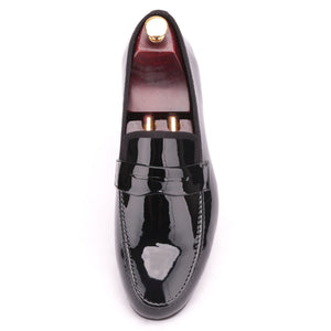 OneDrop Black Patent Leather Handmade Men Party Wedding Banquet Prom Loafers