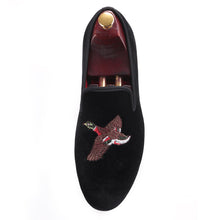 OneDrop Handmade Bird Embroidery Men Velvet Party Wedding Prom Loafers