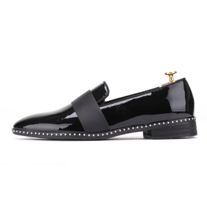OneDrop Handmade Men Dress Shoes Black Buckle Patent Leather Party Wedding Prom Loafers
