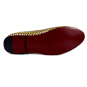 Harpelunde Gold Paisley Printed Men Shoe Fashion Velvet Loafer Handmade