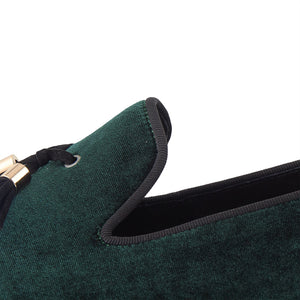 Harpelunde Men Shoes Green Slip-On Velvet Loafers
