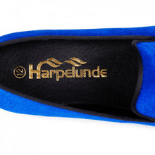 Harpelunde Men Handmade Dress Shoes Slip On Wedding Tassel Blue Velvet Loafers