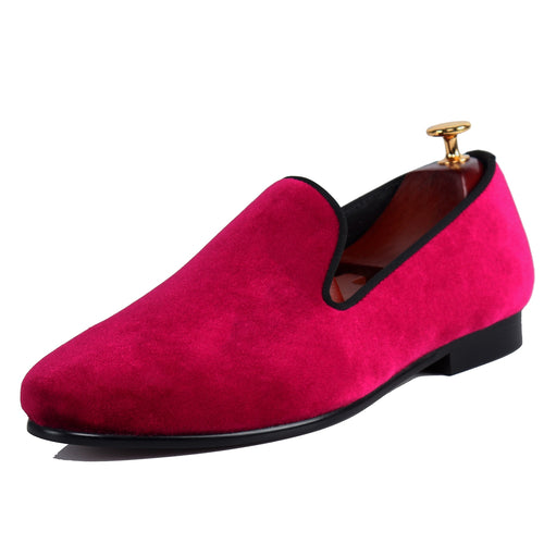 Harpelunde Formal Buckle Strap Wedding Shoes Men Red Velvet Loafers Red / 13