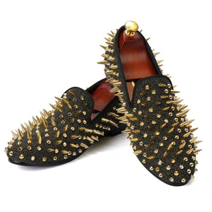 Harpelunde Men Leather Dress Wedding Shoes Handmade Spikes Loafers