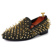 Harpelunde Men Leather Dress Wedding Shoes Handmade Spikes Loafers
