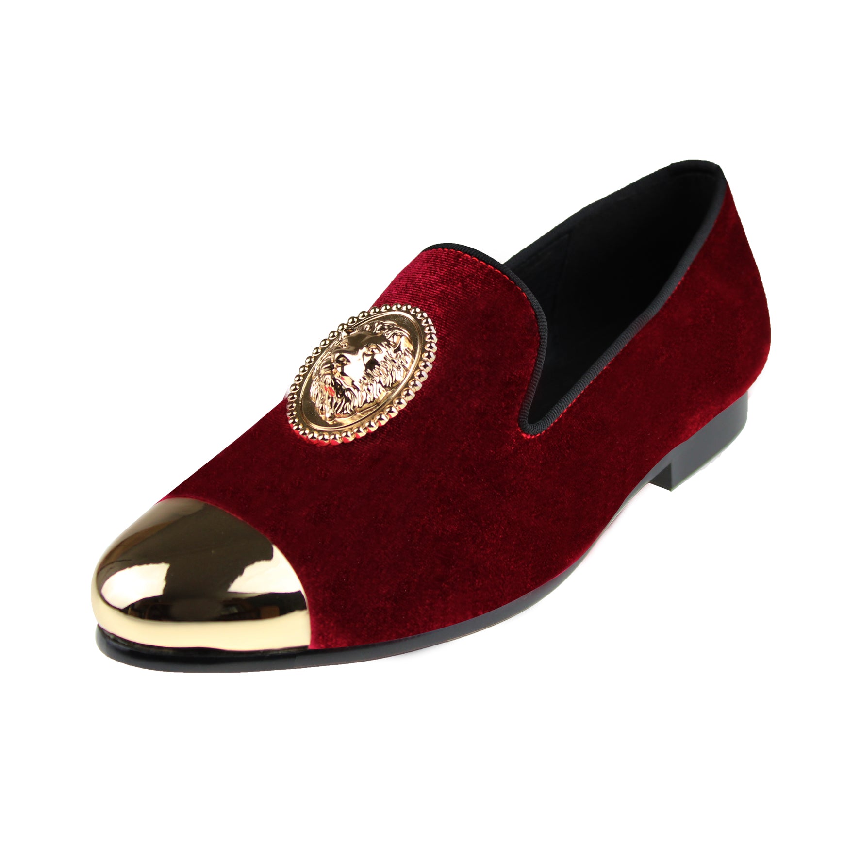 Harpelunde Men Handmade Red Dress Wedding Shoes Lion Buckle Velvet Copper Cap Toe Loafer Green / 14 Harpelunde Men Handmade Red Dress Wedding Shoes Lion Buckle Velvet Copper Cap Toe Loafer Green / 14