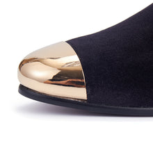 Harpelunde Men Wedding Shoes Velvet Loafers Metal Cap Toe Handmade