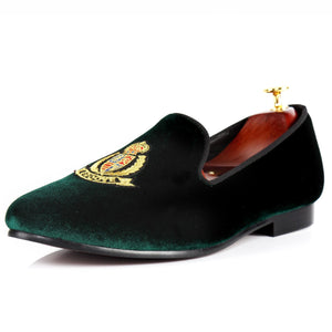 Harpelunde Men Formal Motif Velvet Loafers Handmade Wedding Shoes