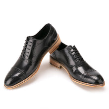 OneDrop Handmade Men Dress Shoes Oxfords Carved Leather Lace Up Bullock Loafers