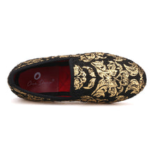 OneDrop Children Velvet Kid Handmade Gold Print Party Wedding Prom Loafers