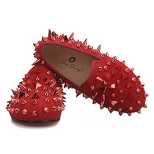 Kid OneDrop Handmade Children Wedding Party And Prom Spikes Red Loafers