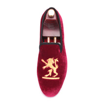 OneDrop Lion Embroidery Velvet Men Handmade Dress Shoes Party Wedding Banquet Prom Loafers