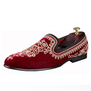 OneDrop Handmade Men Dress Shoes Embroidered Motif Paisley Velvet Party Wedding Prom Loafers Black / 9.5 OneDrop Handmade Men Dress Shoes Embroidered Motif Paisley Velvet Party Wedding Prom Loafers Black / 9.5