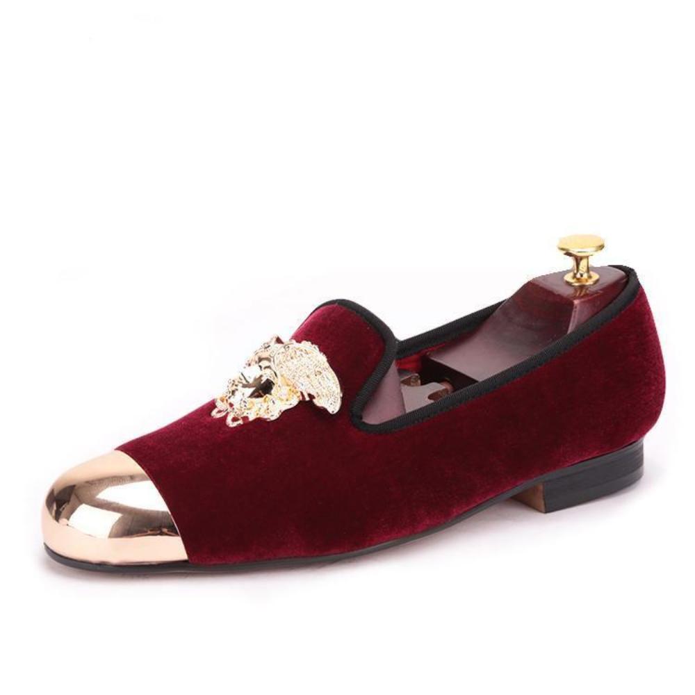 burgundy and gold dress shoes men Mens Burgundy Gold Diamond Quilted Velvet Dress Shoes After Midnight 7