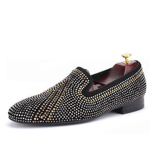 OneDrop Handmade Rhinestone Men Suede Dress Shoes Party Wedding Prom Loafers