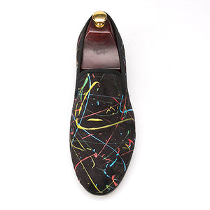 OneDrop Handmade Graffiti Men Slip On Dress Shoes Party Wedding Prom Loafers