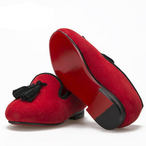 OneDrop Children Velvet Kid Handmade Red Bottom Wedding Party And Prom Loafers