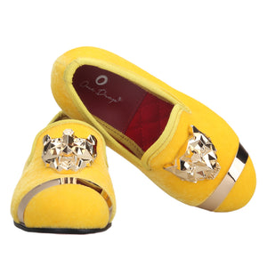 OneDrop Handmade Gold Velvet Children Flat Shoes Metal Buckle Kid Birthday Party Prom Wedding Loafers