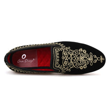 OneDrop Handmade Men Luxurious Embroidered Motif Paisley Velvet Moccasin Wedding Party Banquet And Prom Loafers