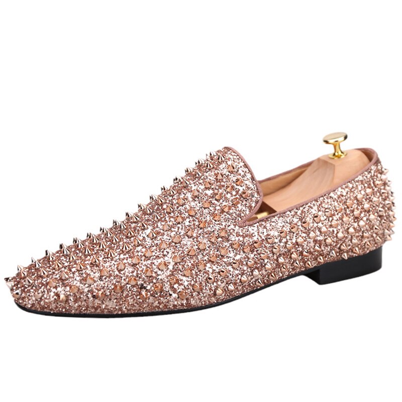 Fully Sequined Red-bottom Loafers Shoes *as-is