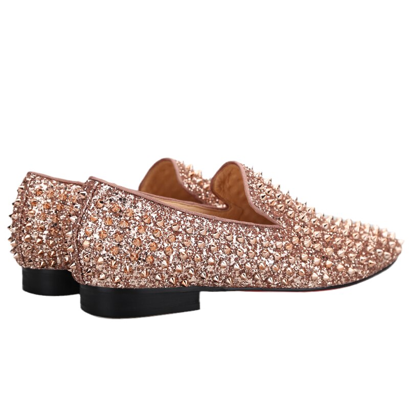 Fully Sequined Red-bottom Loafers Shoes *as-is