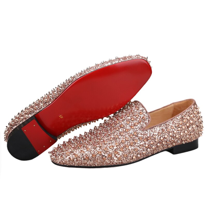 Fully Sequined Red-bottom Loafers Shoes *as-is