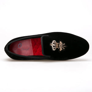 OneDrop Handmade Bees Indian Silk Embroidery Men Dress Shoes Velvet Wedding Prom Party Loafers