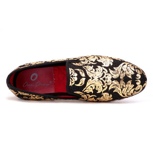 black and gold mens dress shoes OneDrop Handmade Dress Shoes High End Gold Printing Men Wedding Party Prom Loafers Multi / 9