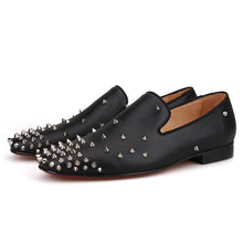 OneDrop Handmade Men Dress Shoes Black Leather Spikes Party Wedding Prom Loafers