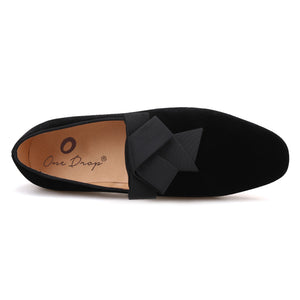 OneDrop Handmade Men Dress Shoes Black Silk Refined Velvet Party Wedding Prom Loafers