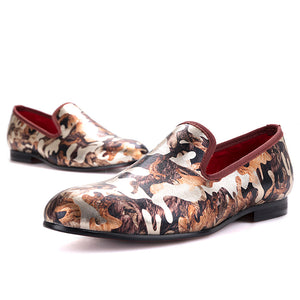 OneDrop Handmade Men Dress Shoes Camouflage Printing Party Wedding Prom Loafers