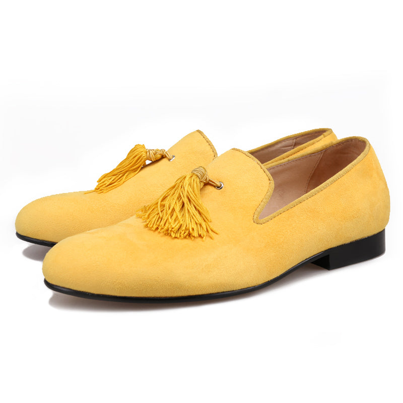 OneDrop Handmade Men Dress Shoes Velvet Party Wedding Prom Loafers Yellow Yellow / 15.5 OneDrop Handmade Men Dress Shoes Velvet Party Wedding Prom Loafers Yellow Yellow / 15.5